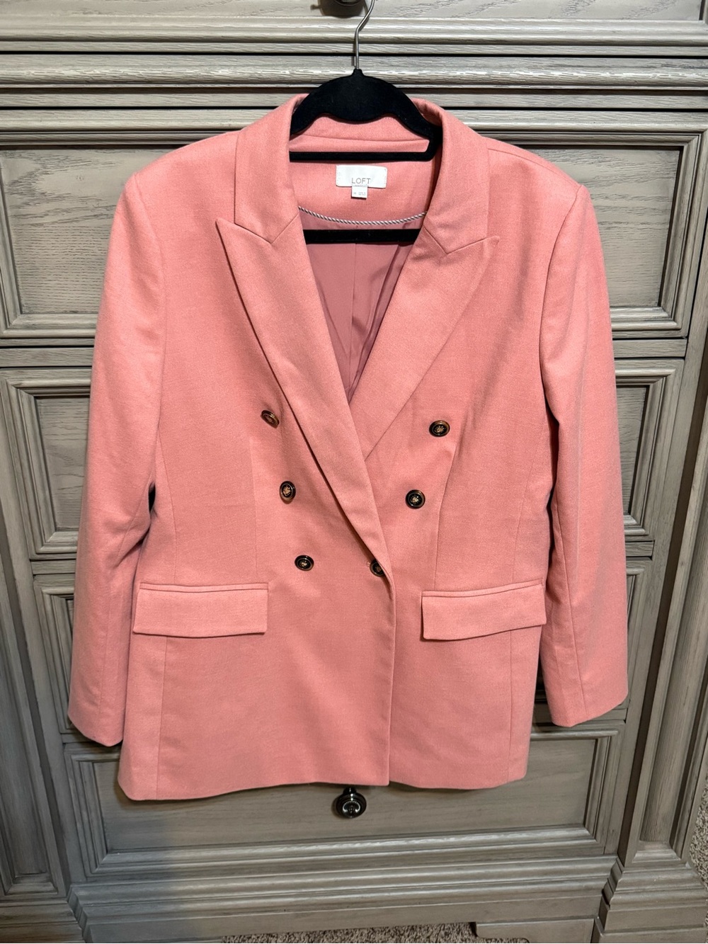 LOFT Coral Pink Double-Breasted Blazer